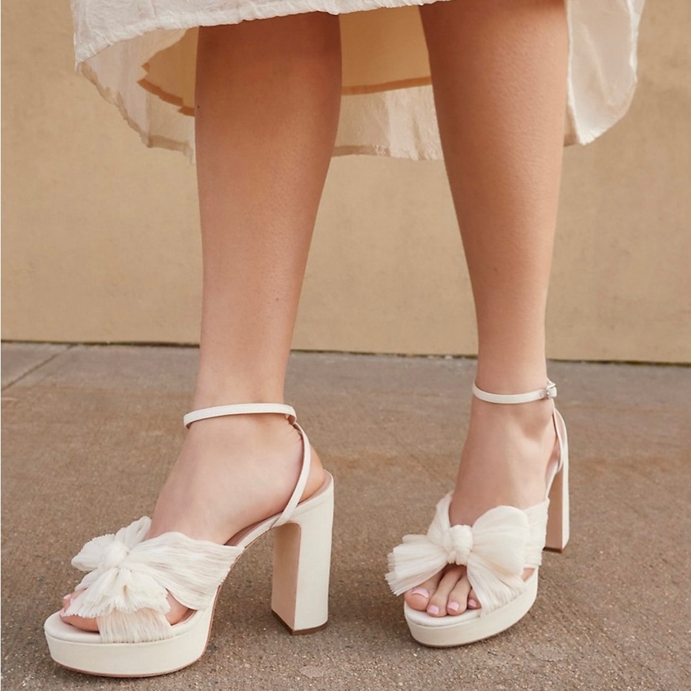 Loeffler Randall Natalia Knotted Platform Sandals in Pearl - size 6.5